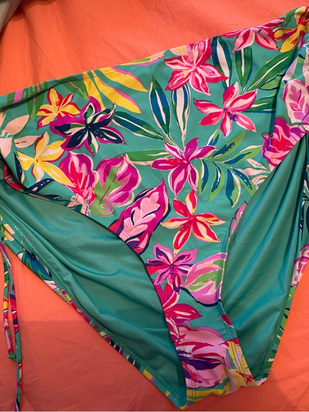 Tropical Floral Bikini Bottoms in Teal & Pink